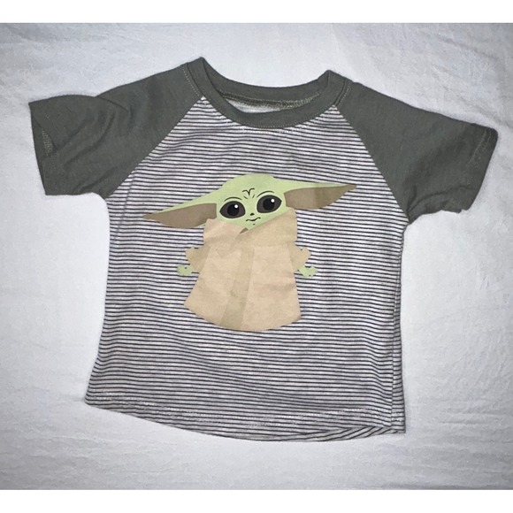Star Wars Other - Star Wars The Mandalorian Baby Yoda T-Shirt Olive Green Striped 18M